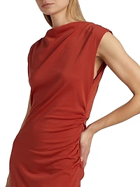 Cowlneck Cotton Midi-Dress