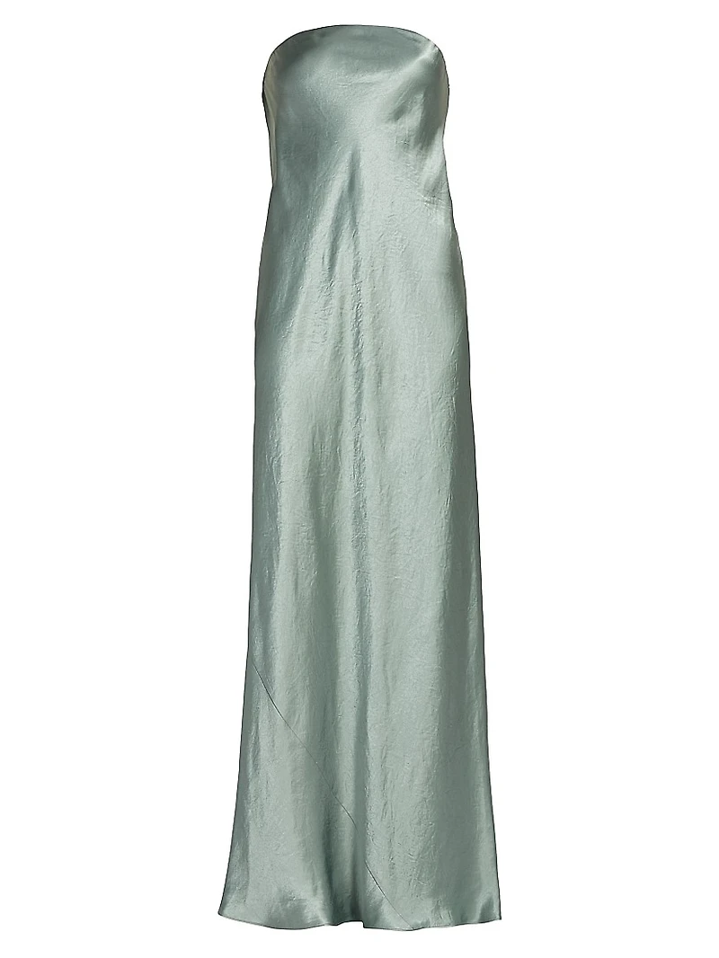 Satin Strapless Maxi Dress