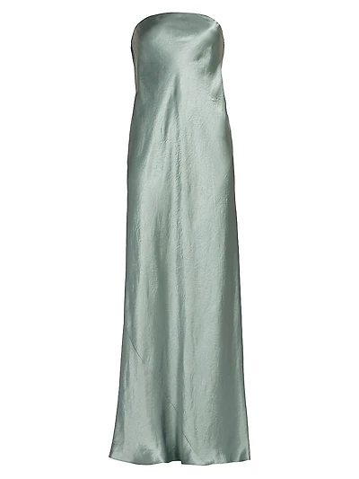 Satin Strapless Maxi Dress