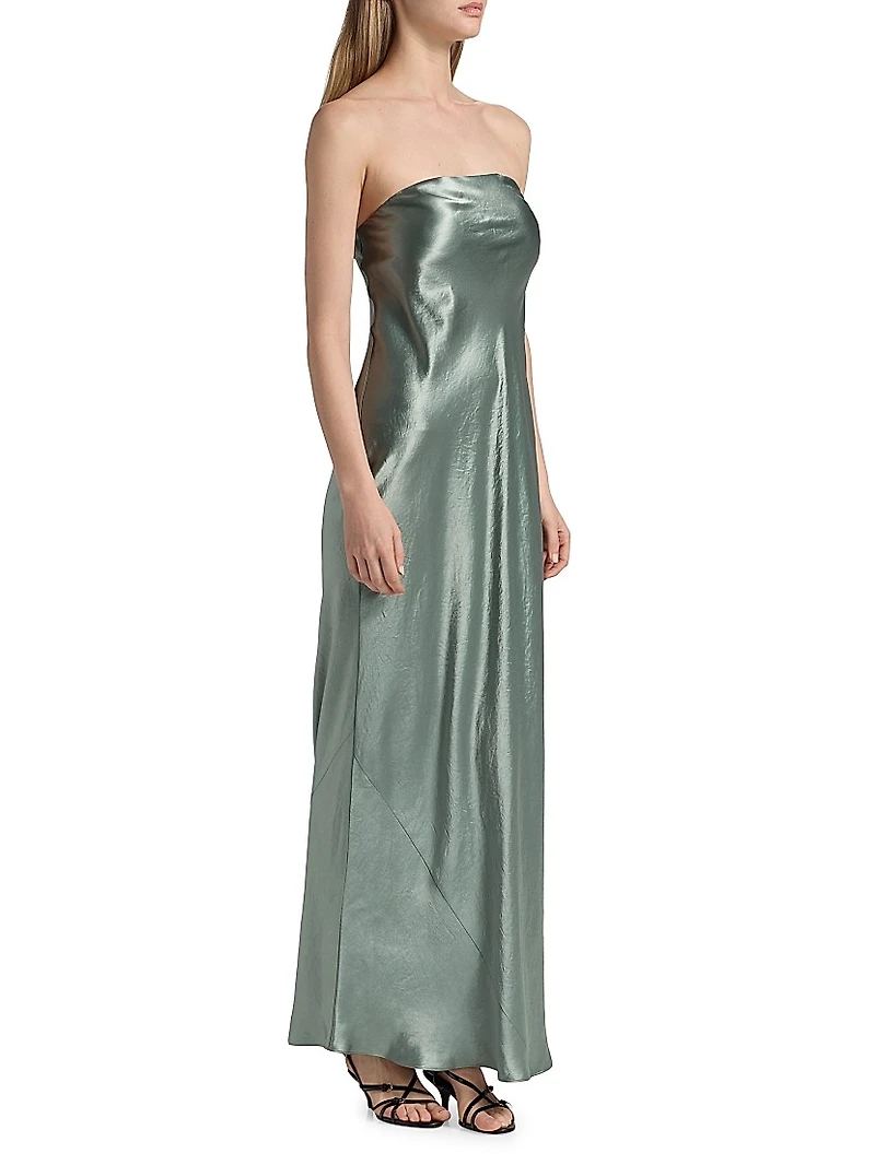 Satin Strapless Maxi Dress
