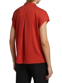 Silk-Blend Cap-Sleeve Blouse