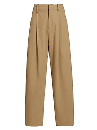 Pleated-Front Mid-Rise Wide-Leg Trousers