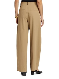 Pleated-Front Mid-Rise Wide-Leg Trousers