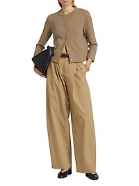 Pleated-Front Mid-Rise Wide-Leg Trousers