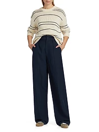 Variegated Striped Crewneck Sweater