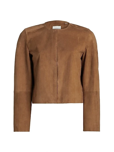 Suede Collarless Jacket