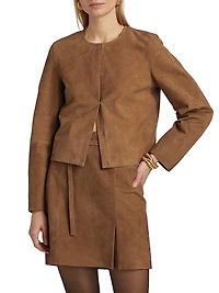 Suede Collarless Jacket