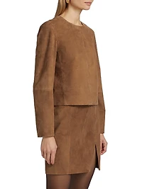 Suede Collarless Jacket