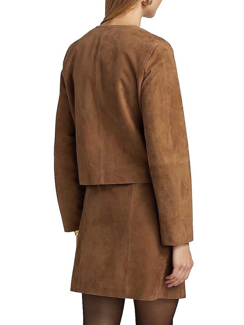 Suede Collarless Jacket