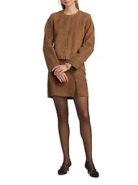 Suede Collarless Jacket