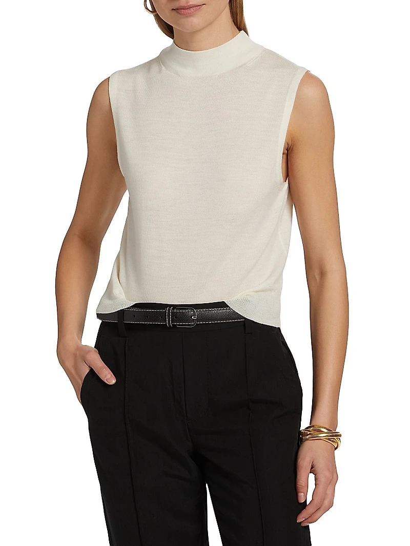 Mock Turtleneck Sleeveless Sweater