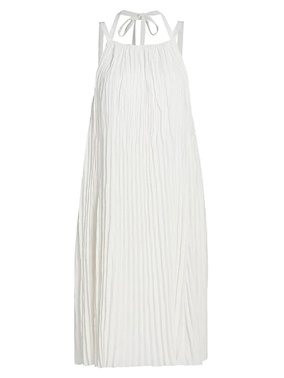 Pleated A-Line Pintuck Dress