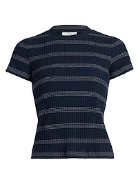Striped Rib-Knit Stretch-Cotton Shirt