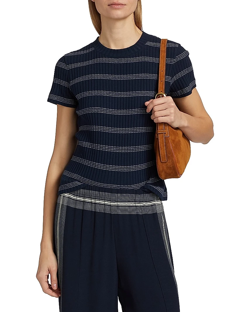 Striped Rib-Knit Stretch-Cotton Shirt