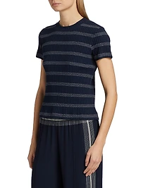 Striped Rib-Knit Stretch-Cotton Shirt