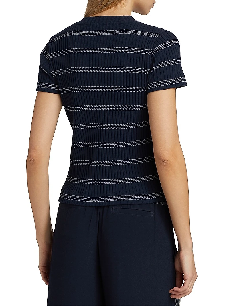Striped Rib-Knit Stretch-Cotton Shirt