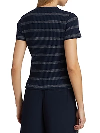 Striped Rib-Knit Stretch-Cotton Shirt