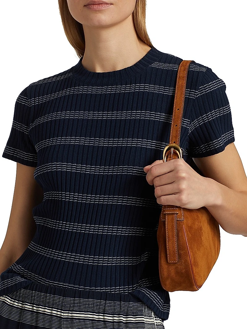 Striped Rib-Knit Stretch-Cotton Shirt