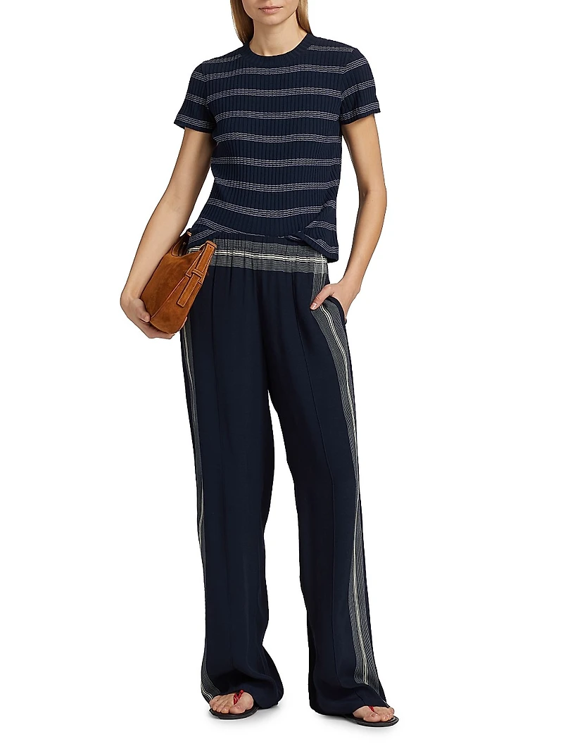 Striped Rib-Knit Stretch-Cotton Shirt