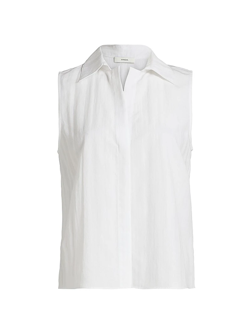 Boxy Sleeveless Button-Front Blouse