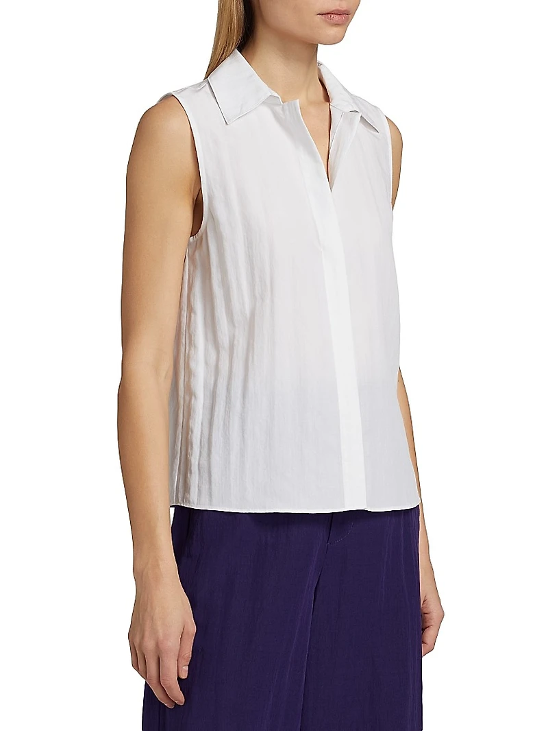 Boxy Sleeveless Button-Front Blouse