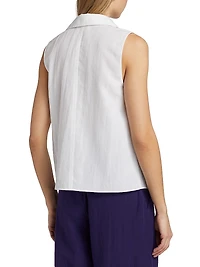 Boxy Sleeveless Button-Front Blouse