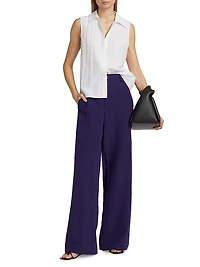 Boxy Sleeveless Button-Front Blouse