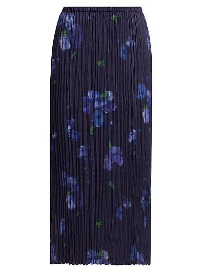 Poppy Blur Crushed Column Midi-Skirt