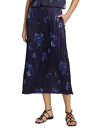 Poppy Blur Crushed Column Midi-Skirt