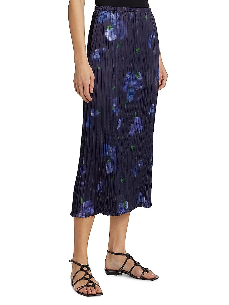 Poppy Blur Crushed Column Midi-Skirt