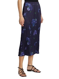 Poppy Blur Crushed Column Midi-Skirt