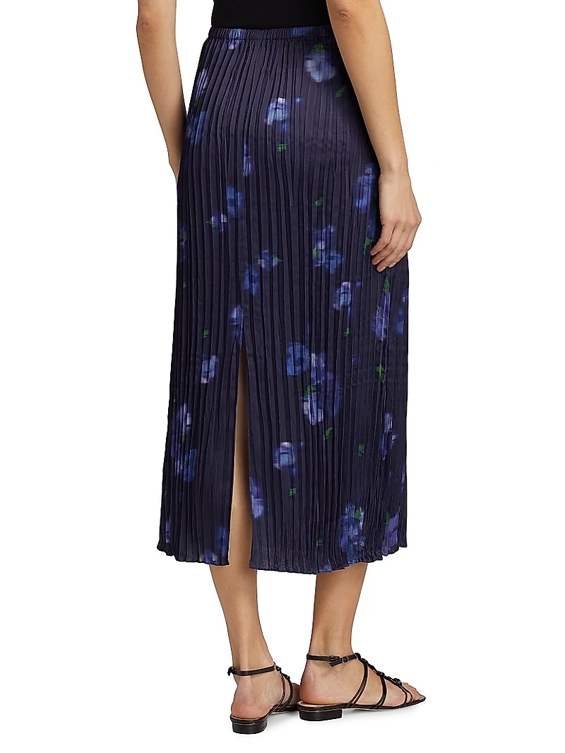 Poppy Blur Crushed Column Midi-Skirt