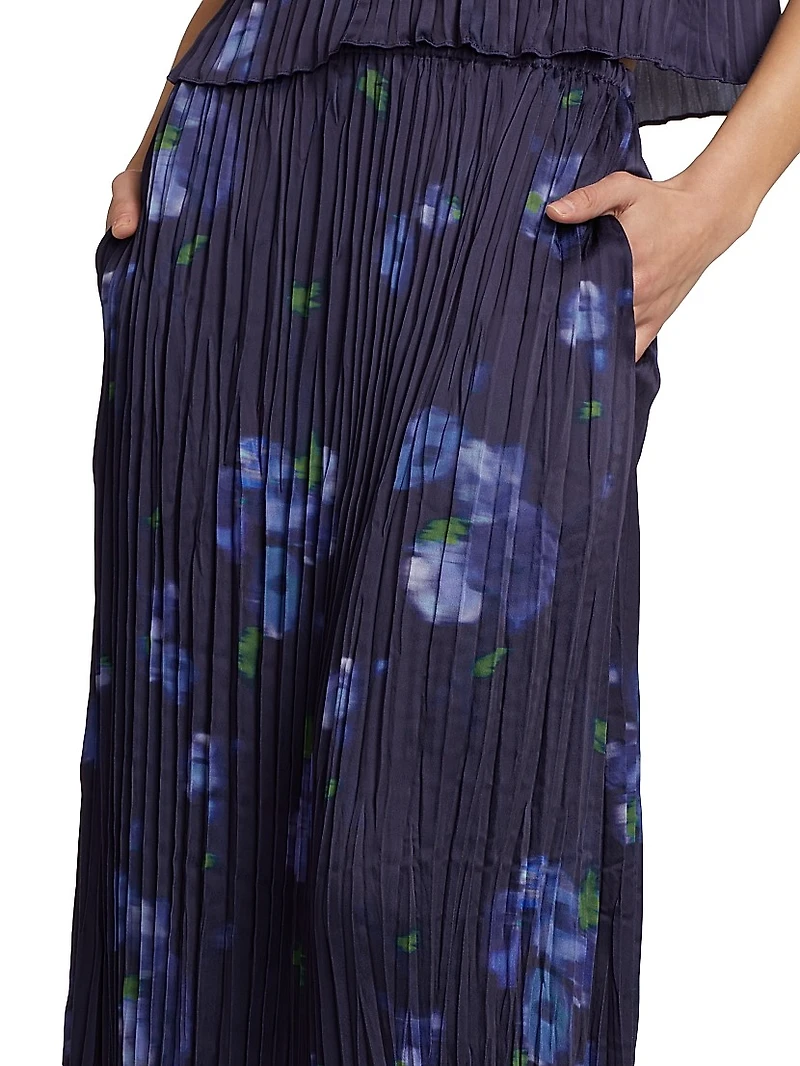 Poppy Blur Crushed Column Midi-Skirt