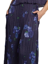 Poppy Blur Crushed Column Midi-Skirt