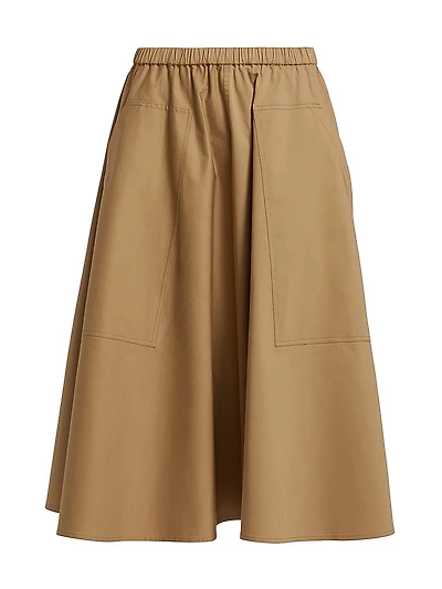 Pocket Full Cotton Midi-Skirt