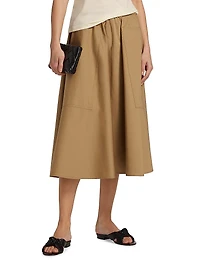 Pocket Full Cotton Midi-Skirt