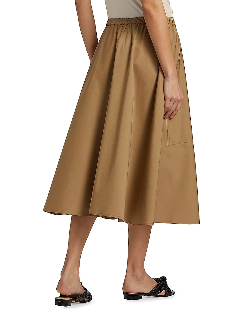 Pocket Full Cotton Midi-Skirt