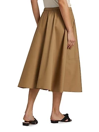 Pocket Full Cotton Midi-Skirt