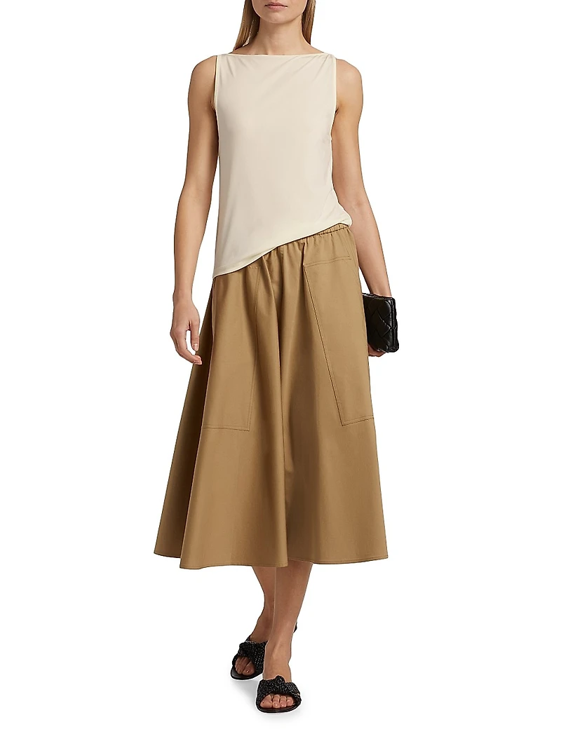 Pocket Full Cotton Midi-Skirt