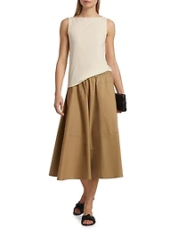 Pocket Full Cotton Midi-Skirt