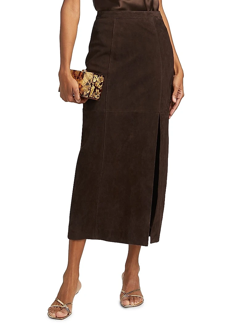 Idris Suede Midi-Skirt