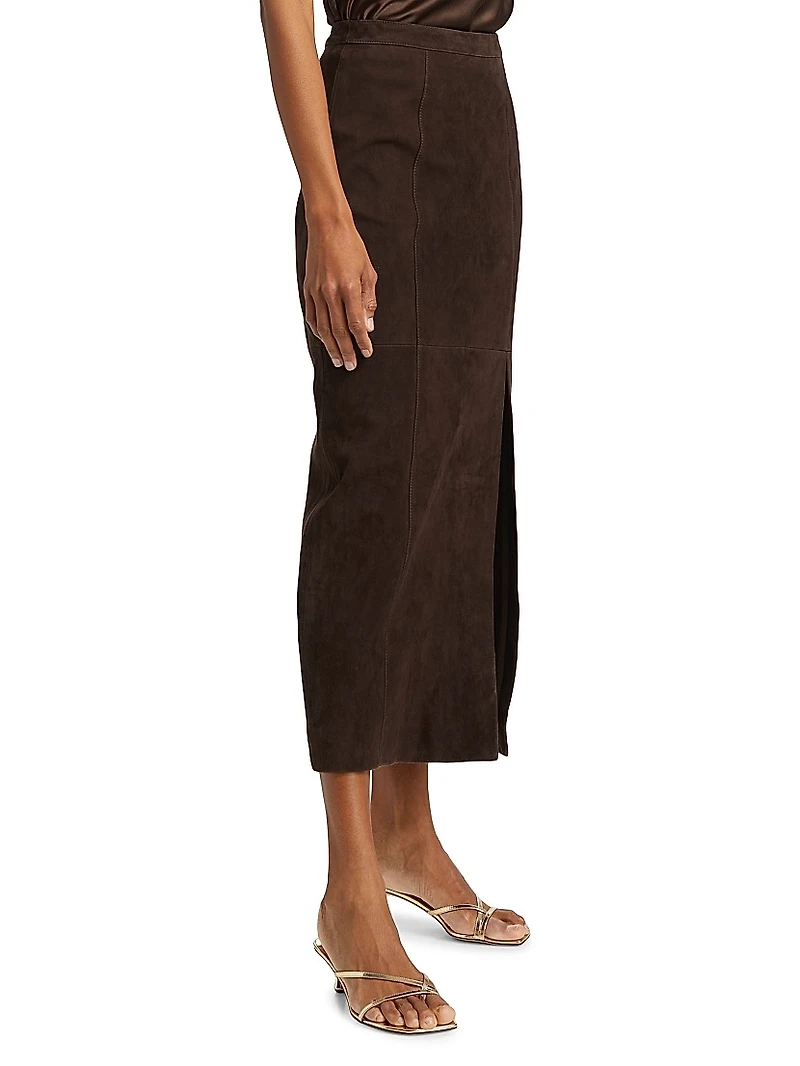 Idris Suede Midi-Skirt