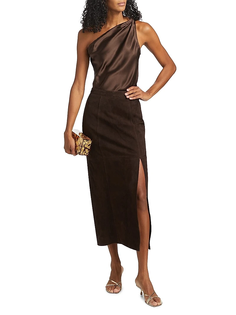 Idris Suede Midi-Skirt