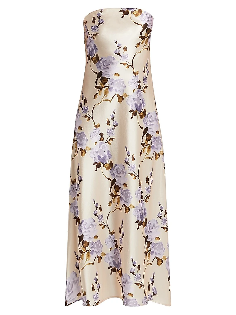 Noelle Floral Satin Strapless Dress