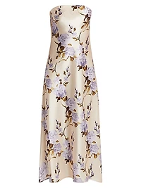 Noelle Floral Satin Strapless Dress
