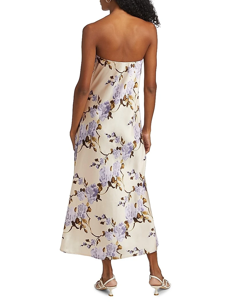 Noelle Floral Satin Strapless Dress