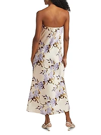 Noelle Floral Satin Strapless Dress