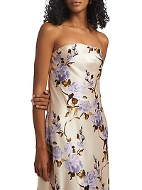 Noelle Floral Satin Strapless Dress