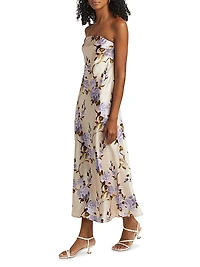 Noelle Floral Satin Strapless Dress