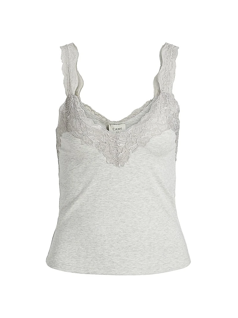 Lace-Trim Rib-Knit Tank